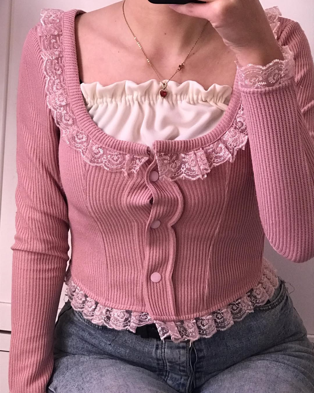 Pull rose coquette