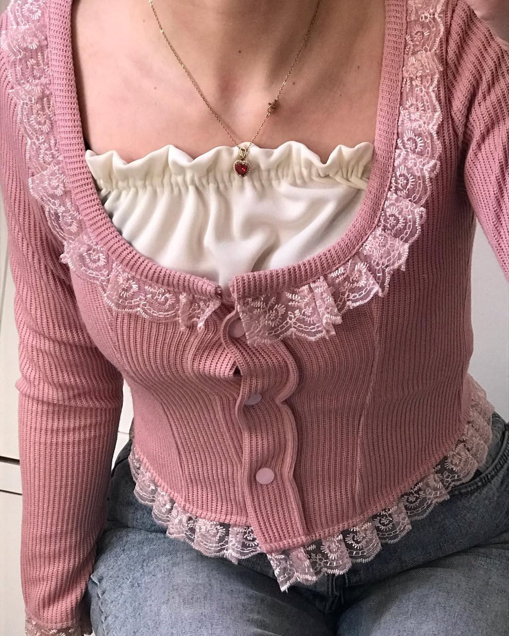 Pull rose coquette